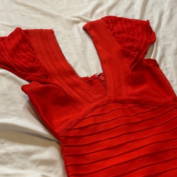 Beautiful Red Unbranded Womens Bandage Bodycon Sexy 𝐑𝐞𝐝 𝐃𝐫𝐞𝐬𝐬 Sz L - Picture 4 of 6